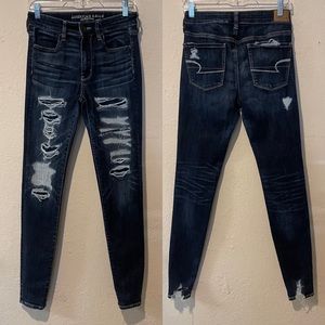 American Eagle Super Super Stretch High Rise Distressed Jegging Size 6 X-Long